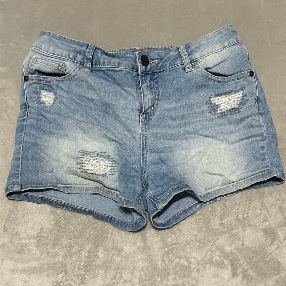 Justice Light Blue Distressed Jean Shorts